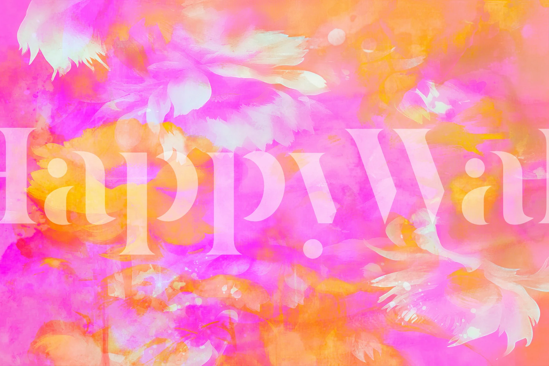 Tropical Blush Floral wallpaper in a room