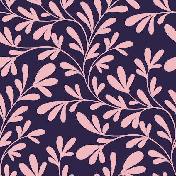 Trailing Pink Branches on Purple Background