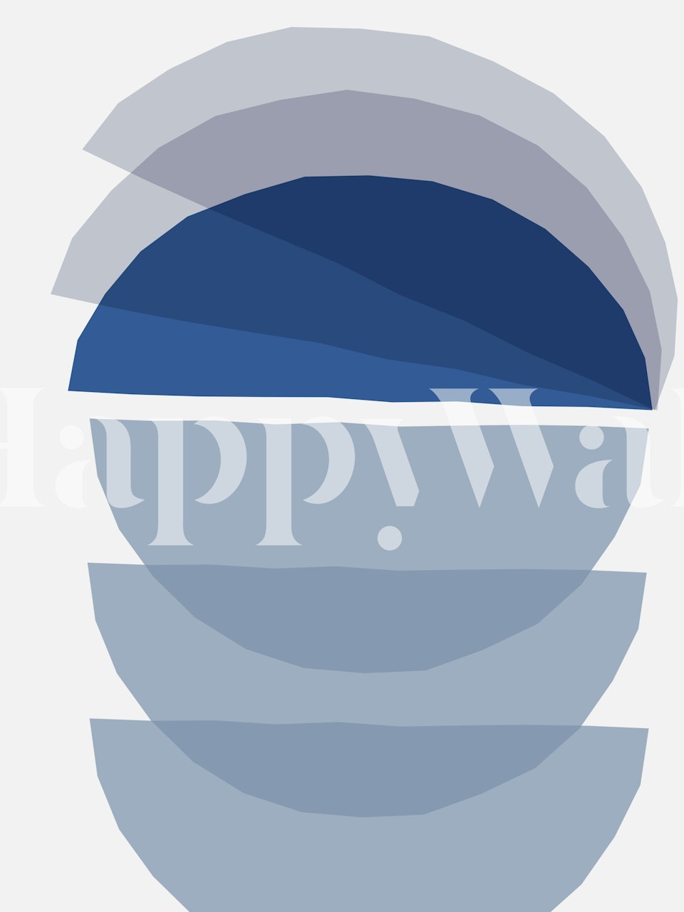 Abstract blue curves wallpaper in a room