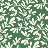 Cream Trailing Branches on Green tapet