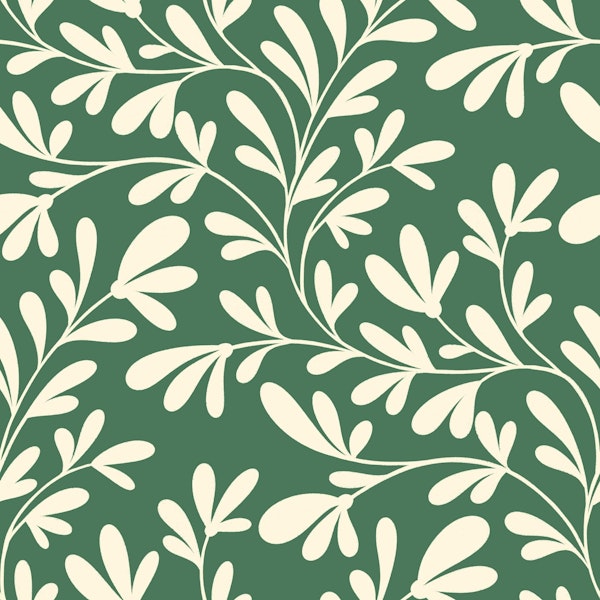 Cream Trailing Branches on Green