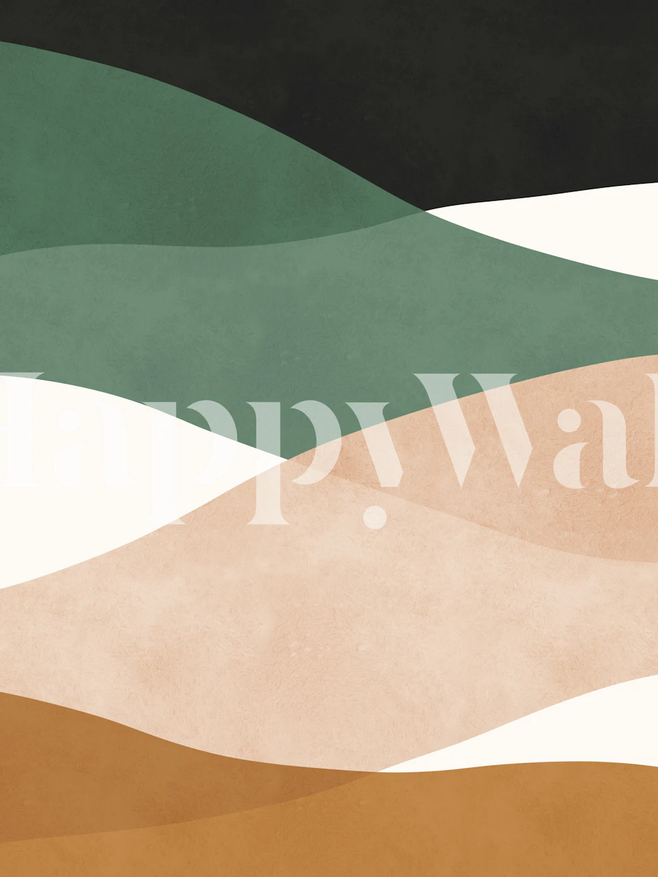 Abstract wave patterns in green, beige, and brown wallpaper