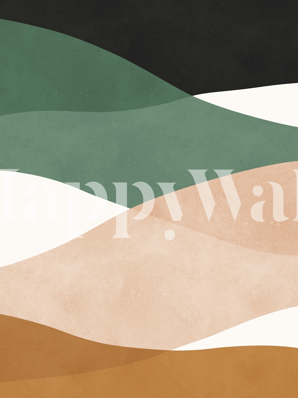 Abstract wave patterns in green, beige, and brown wallpaper