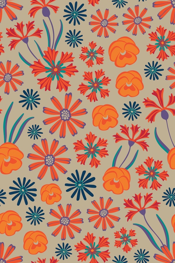 Floriography Floral Botanical Orange Small