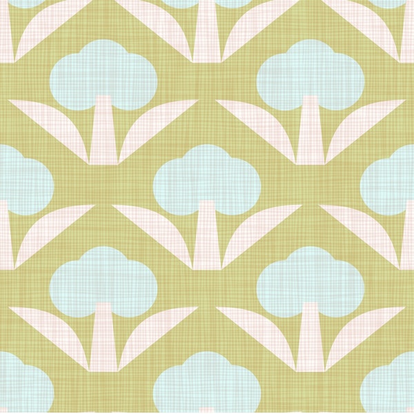 Minimal Geometric Floral Green
