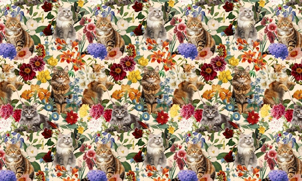 Cat and Floral Pattern IV