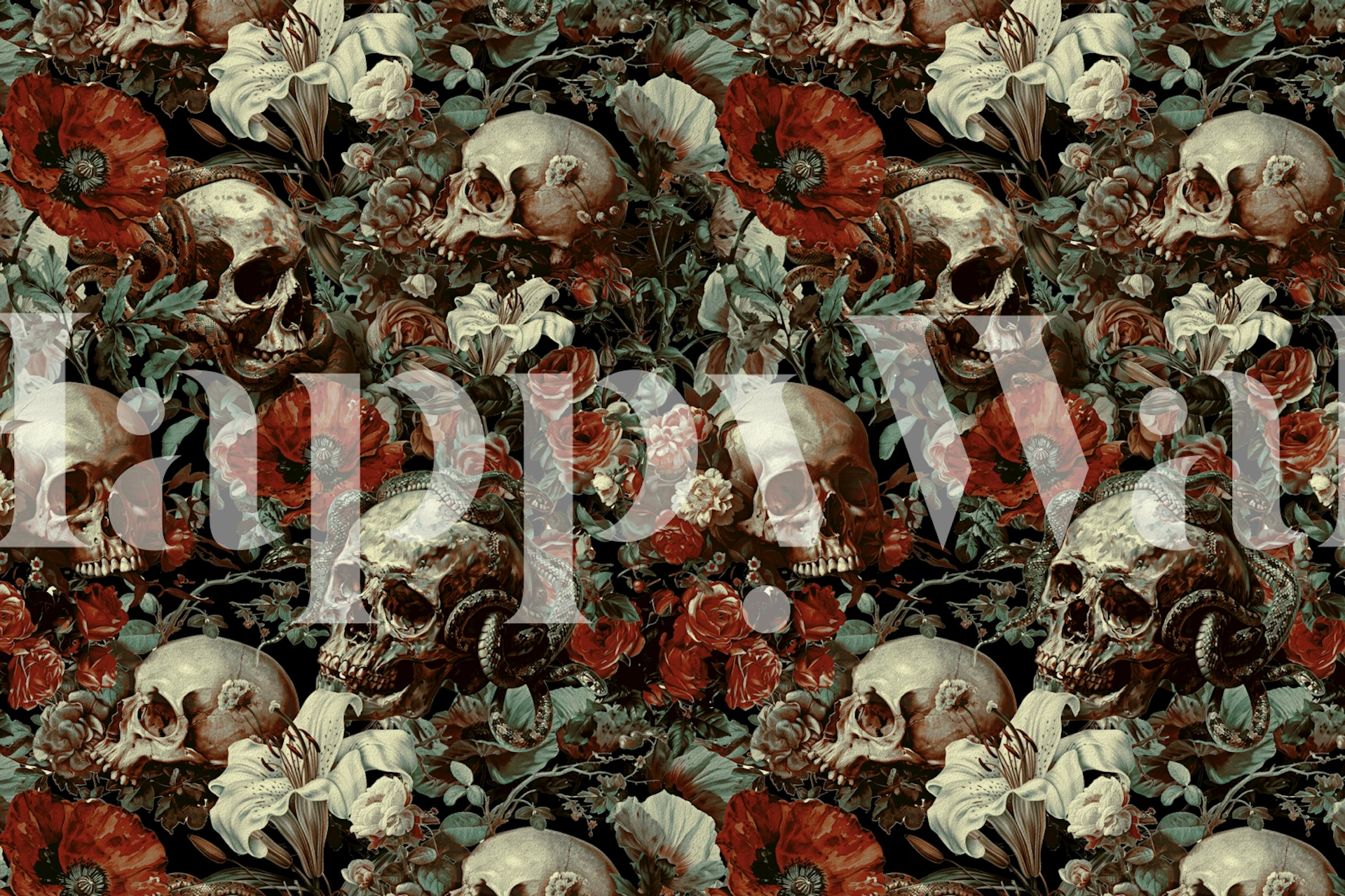 Skull Garden Charm wallpaper in a room