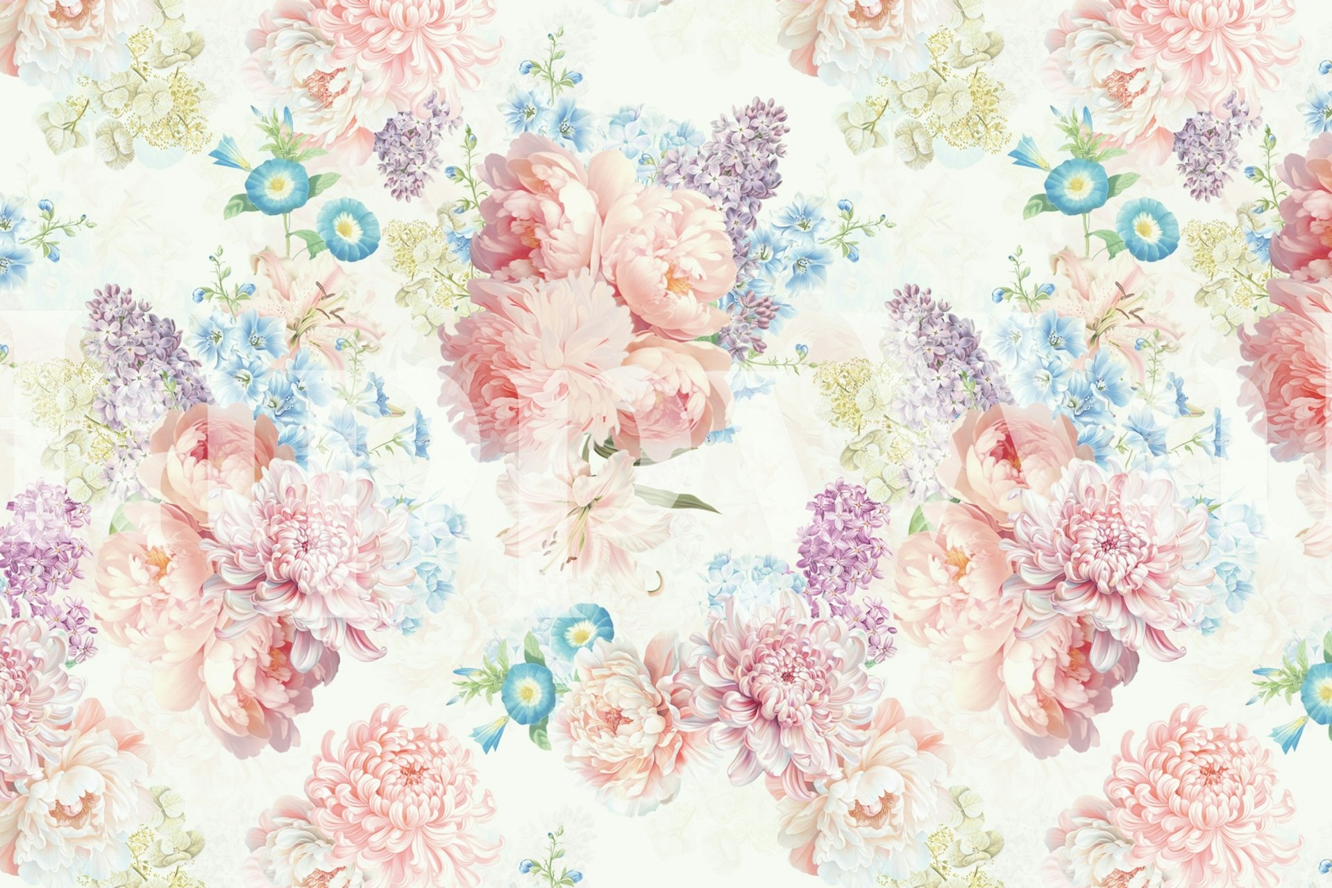 Summer Rococo Flower Garden Tapete in einem Raum