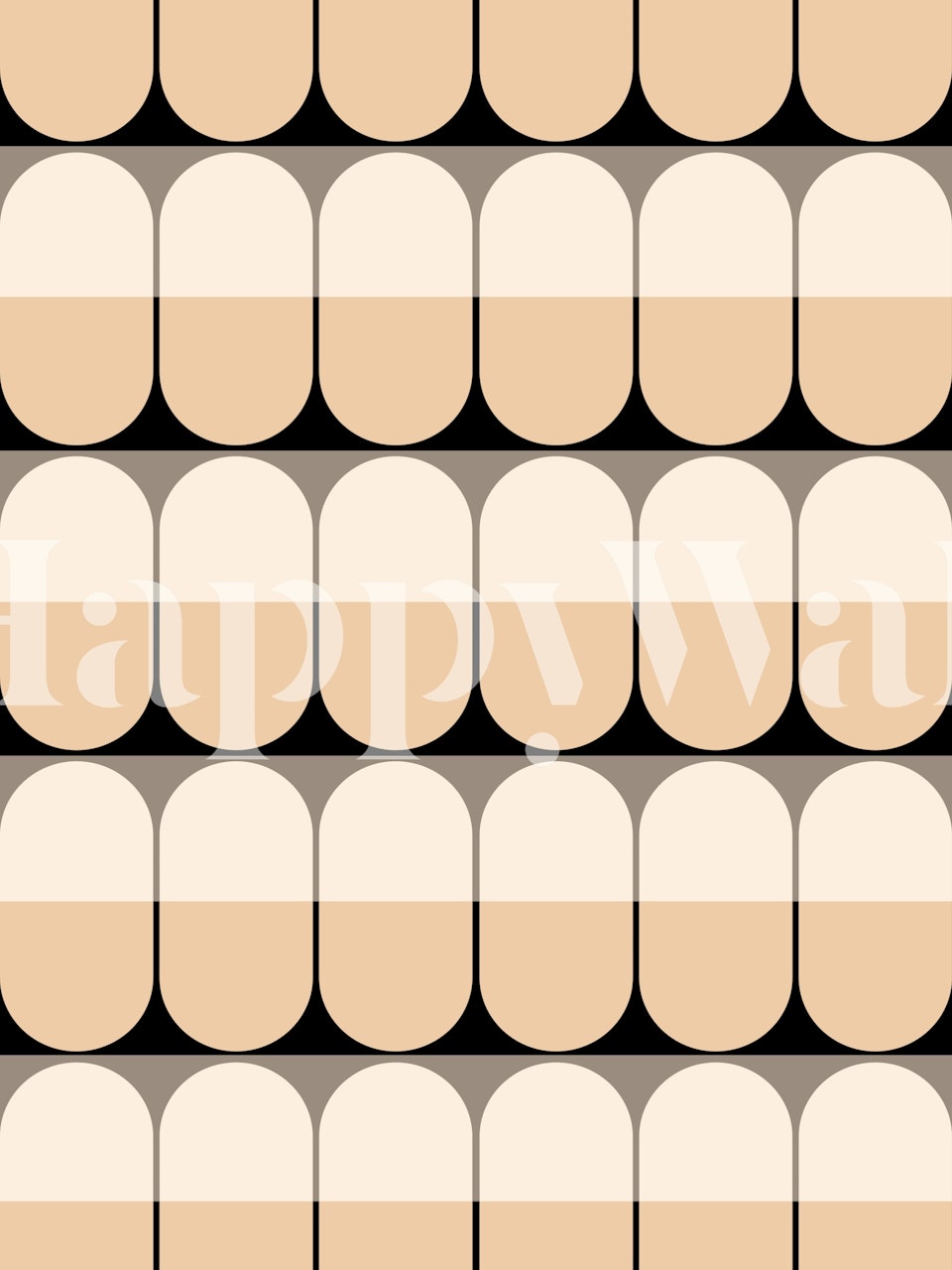 Beige and black geometric patterns wallpaper