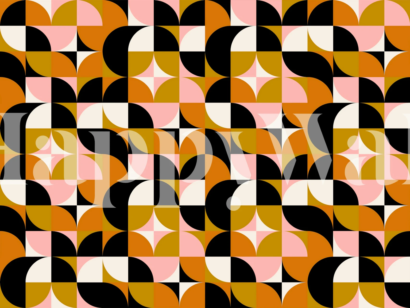 Geometric shapes in brown, pink, and black patterns wallpaper