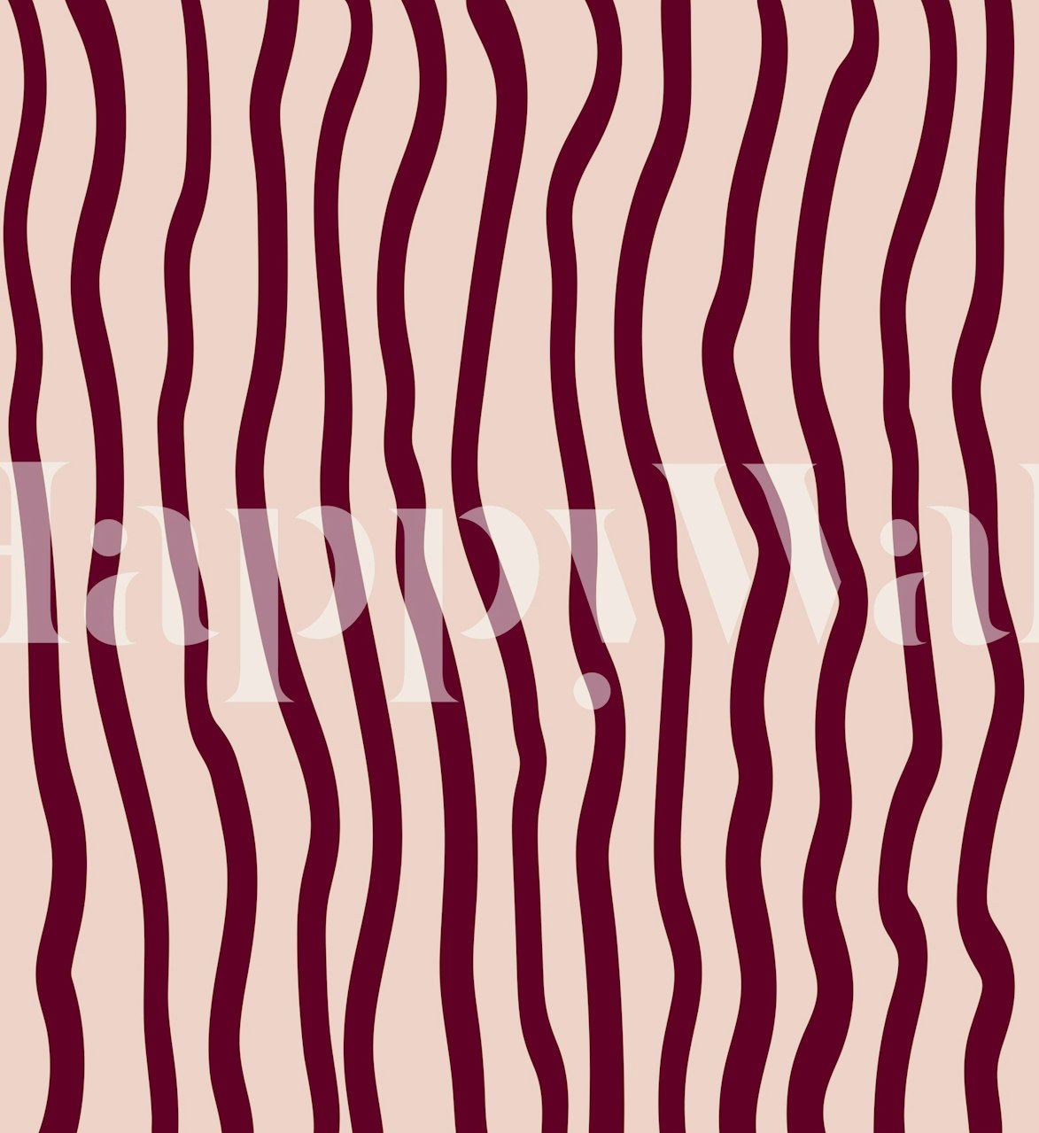 Burgundy Swirl Stripes behang in een kamer
