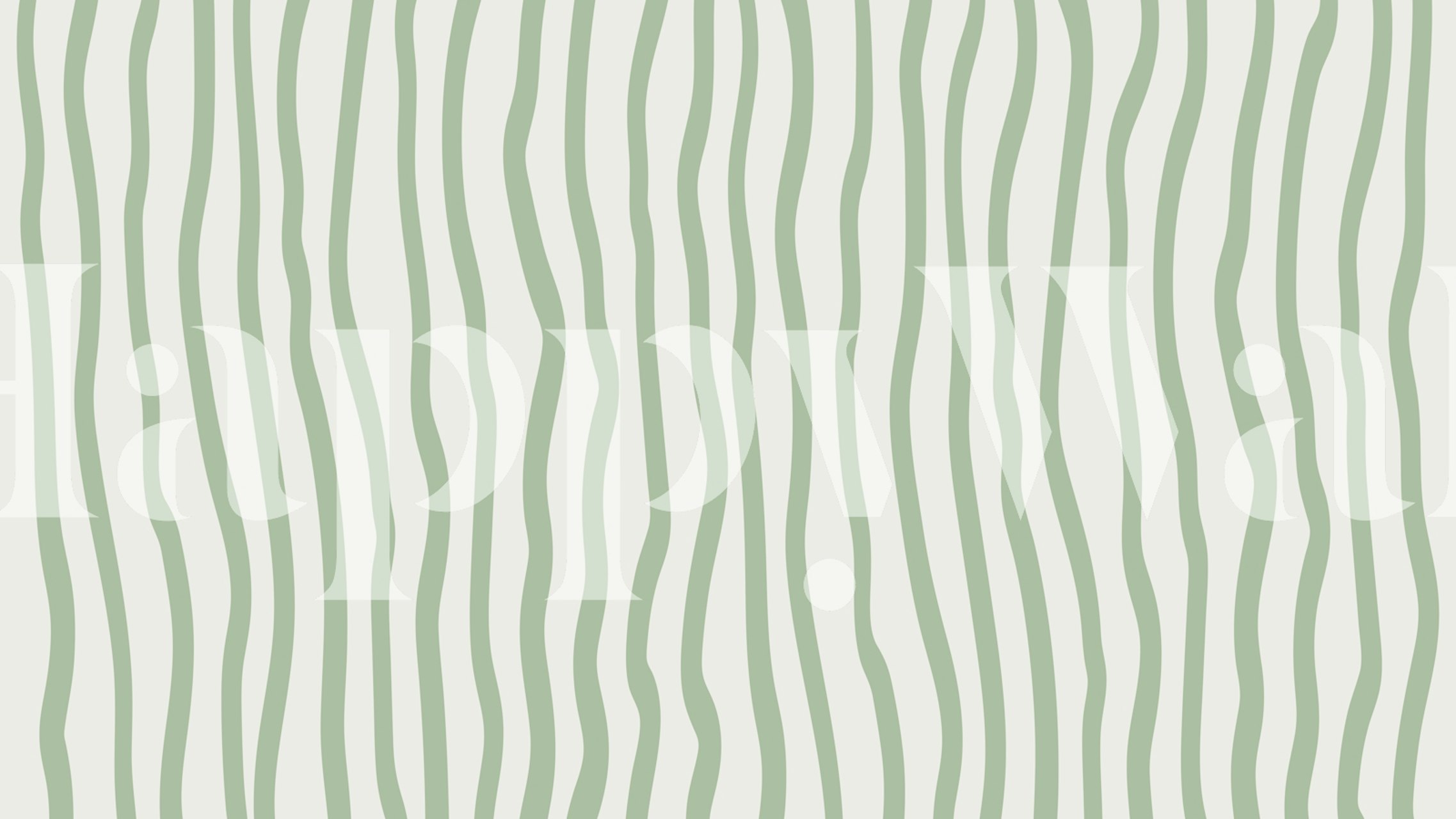 Sage green striped wallpaper in a room