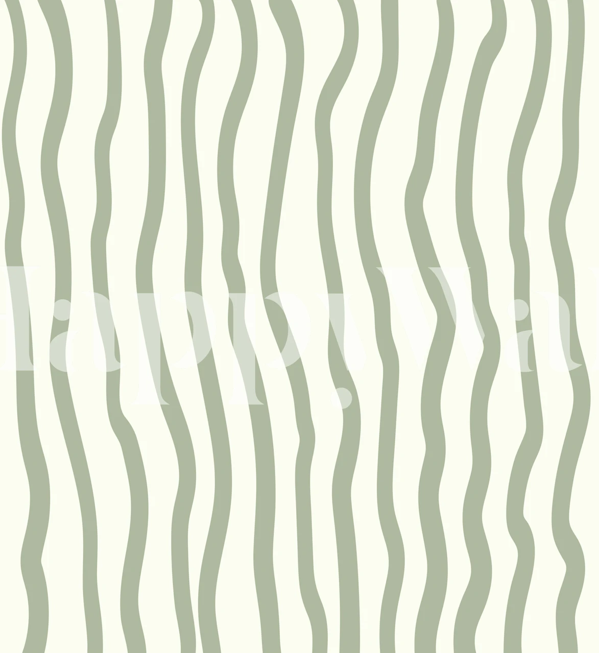 Sage green striped wallpaper in a room