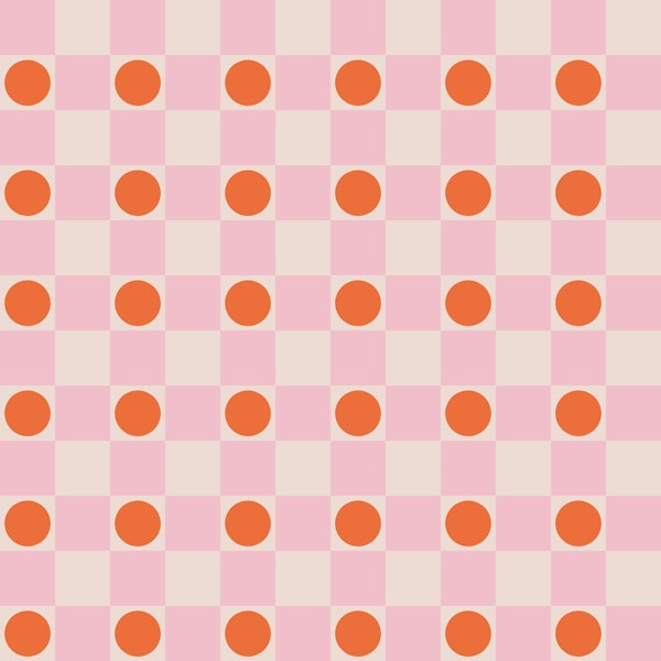 Retro Checkered Pink Orange Geometric Pattern