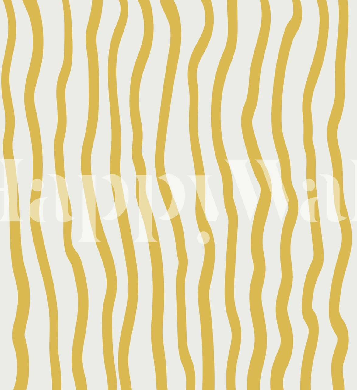 Gold wavy lines on beige background striped wallpaper