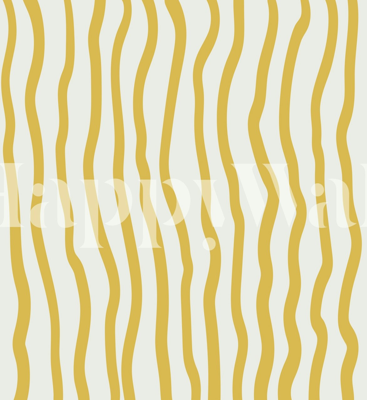 Gold wavy lines on beige background striped wallpaper