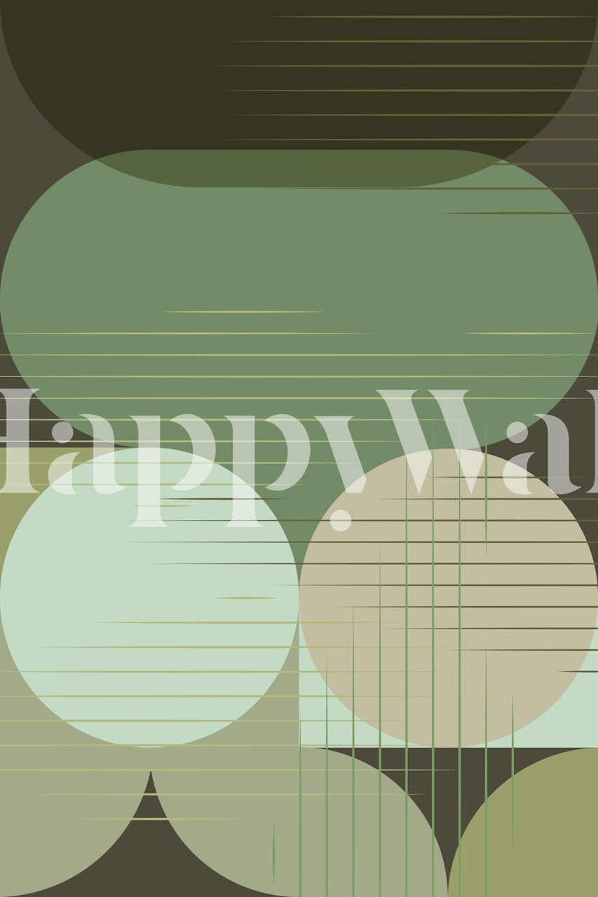 Retro Geometric Serenity-behang in een kamer