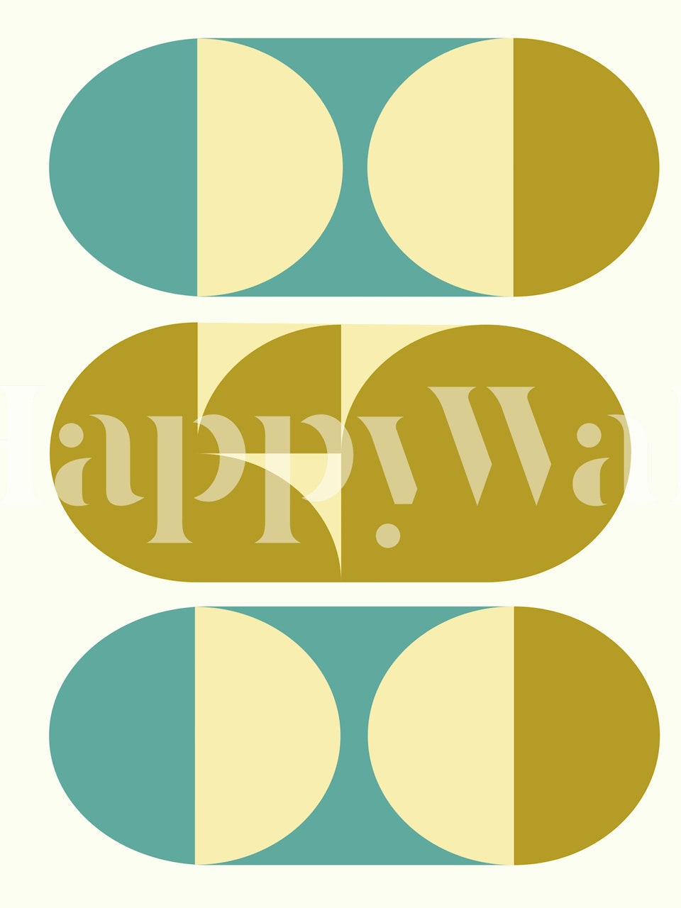 Geometric shapes in teal, yellow, and cream colors on wallpaper