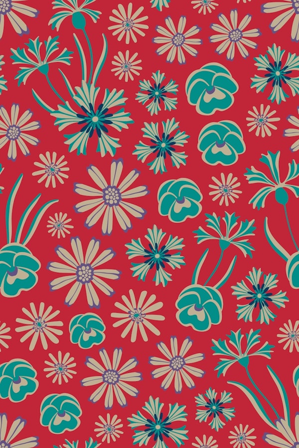 Floriography Floral Botanical Deep Red Small