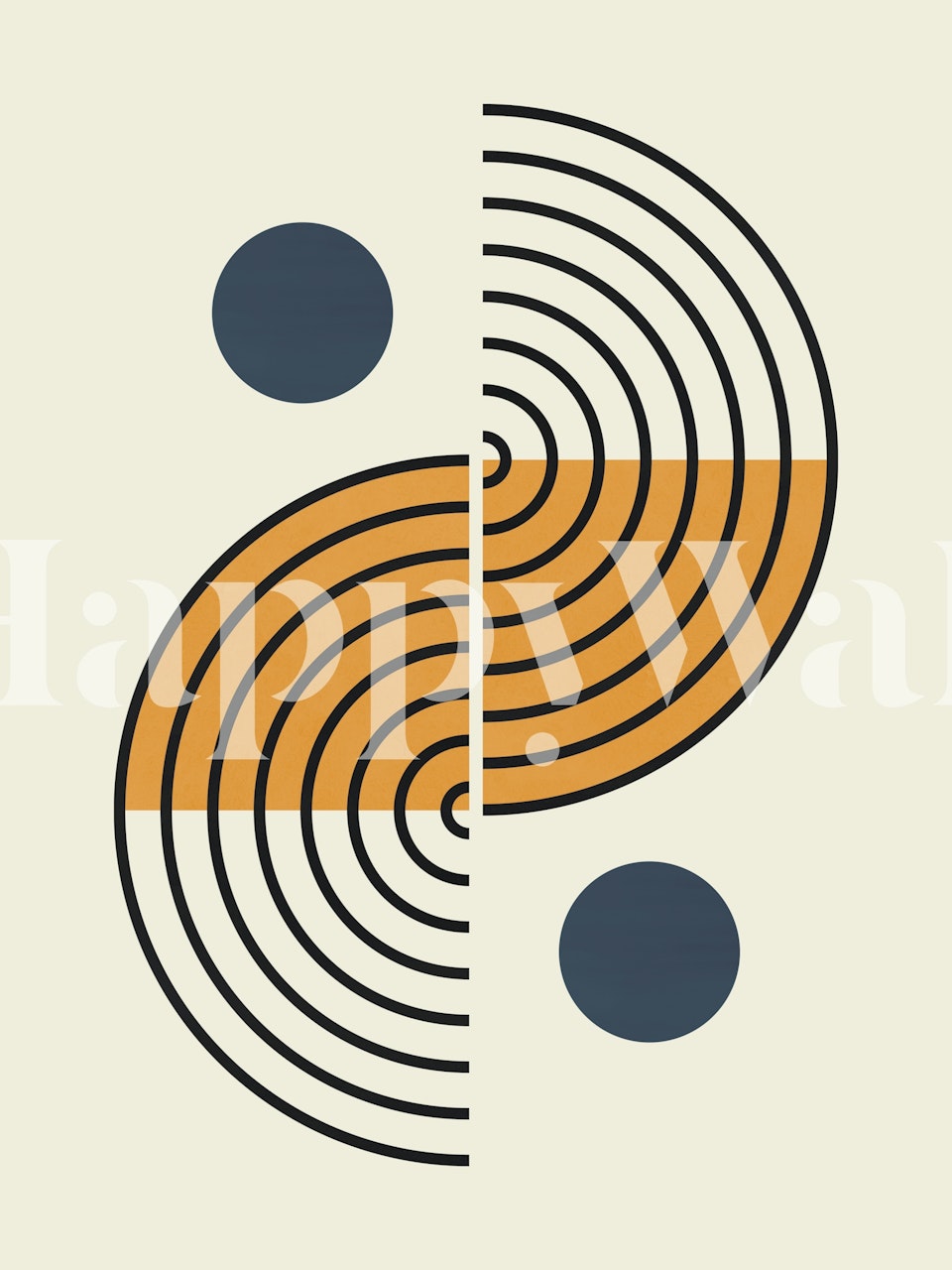 Circulaire Rhythm Art behang in een kamer