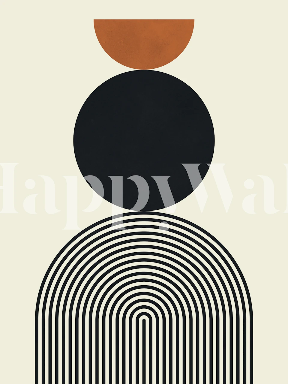 Geometric black striped patterns with orange and cream accents wallpaper