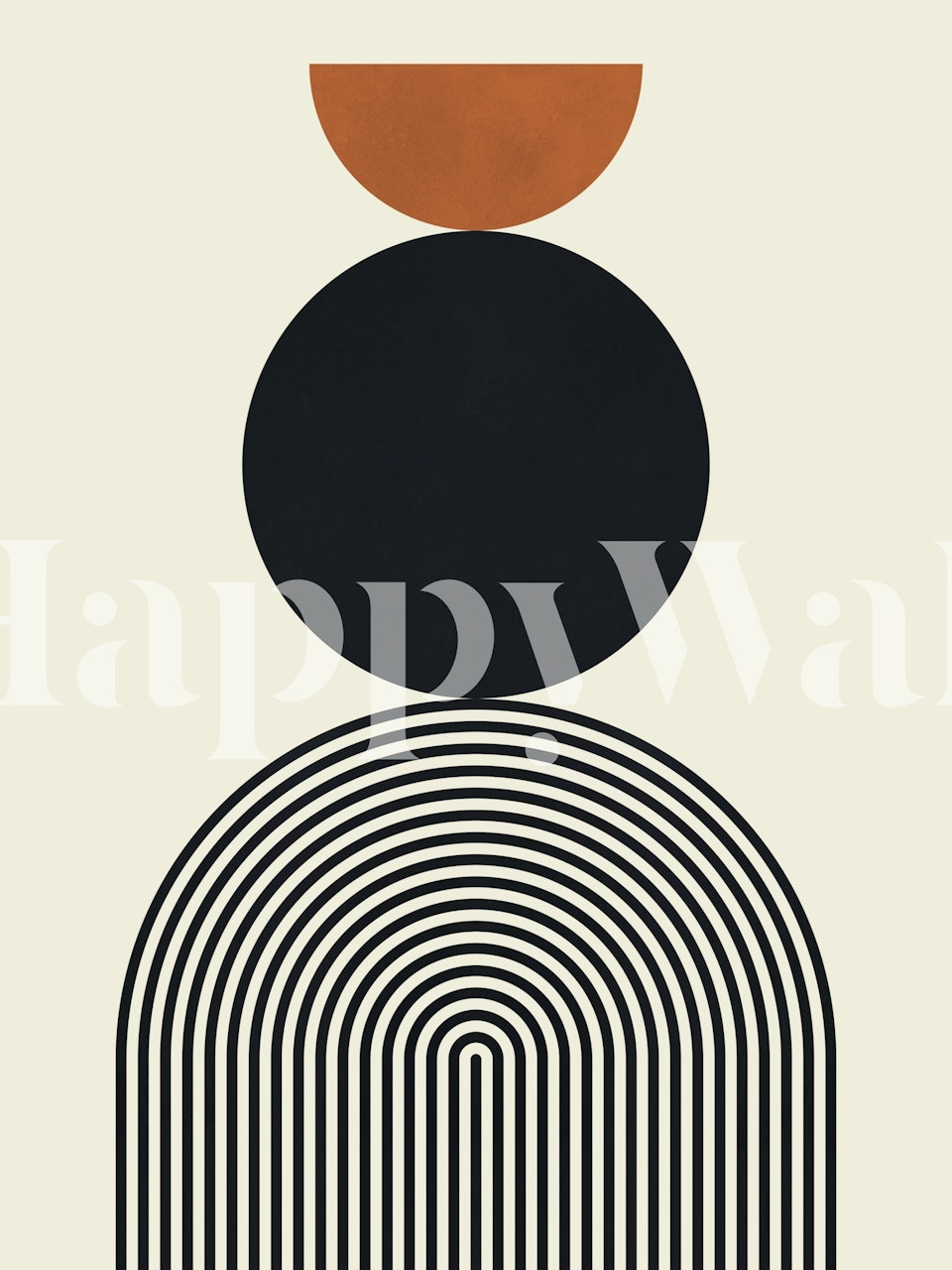 Retro Sundown Stripes behang getoond in een kamer