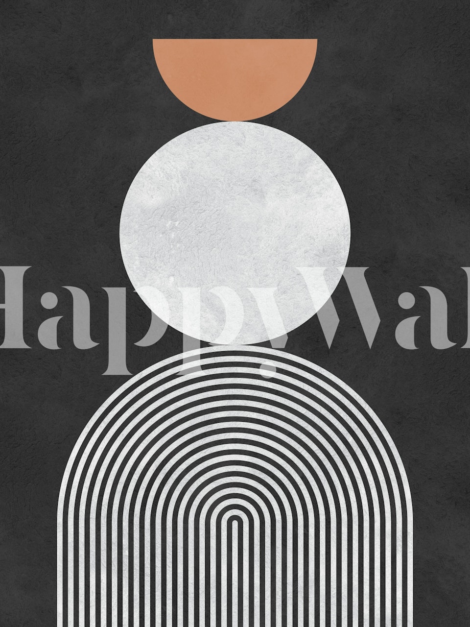 Geometric shapes in black, white, and terracotta tones wallpaper