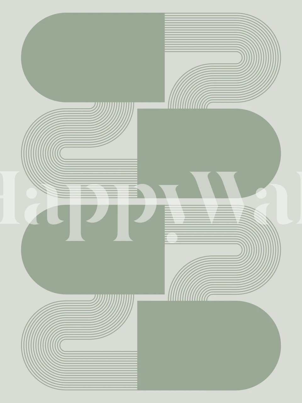 Sage Serenity Abstract papel pintado en una habitación