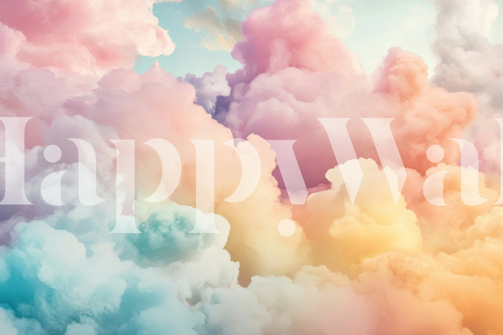 Pastel clouds in pink, blue, and yellow tones wallpaper