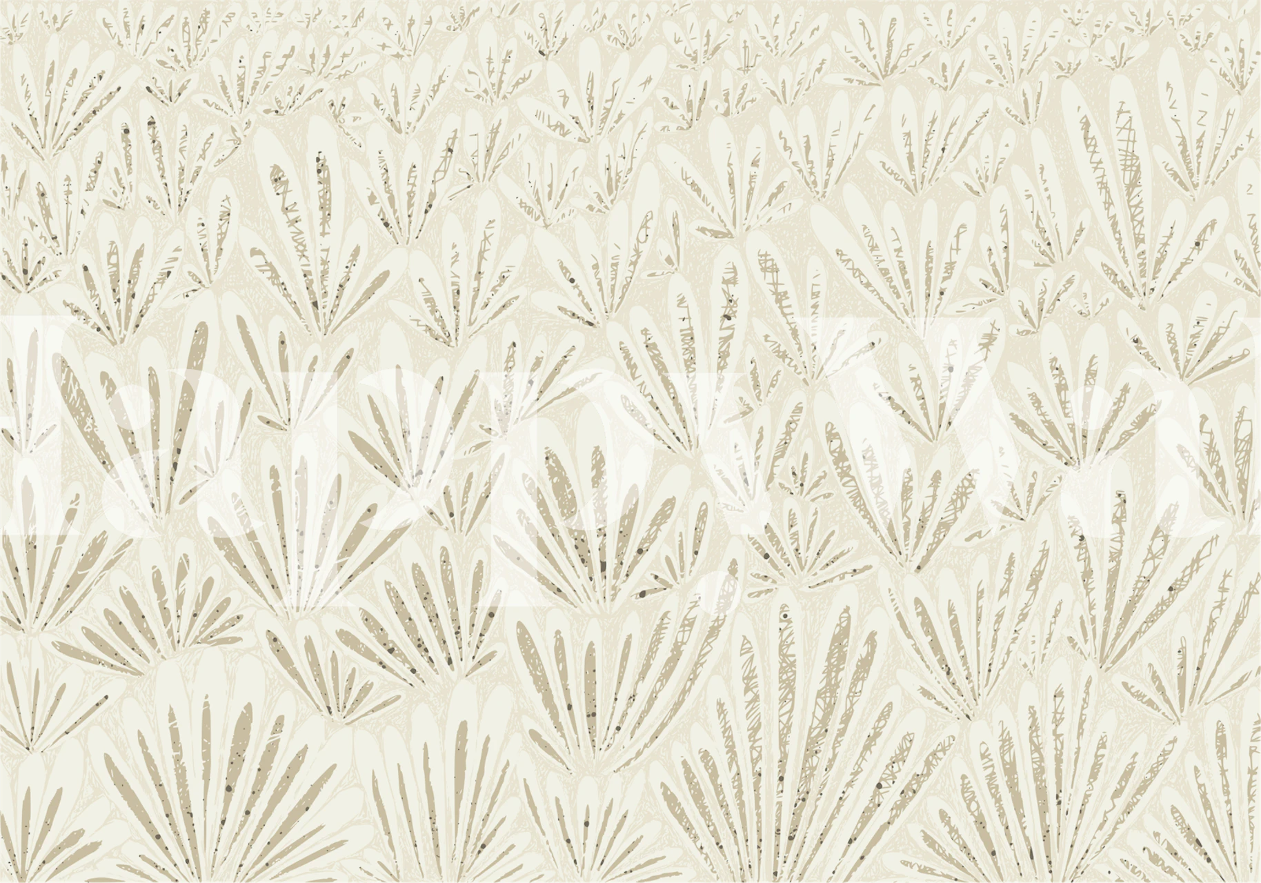 Pattern of neutral botanical leaves in beige tones wallpaper