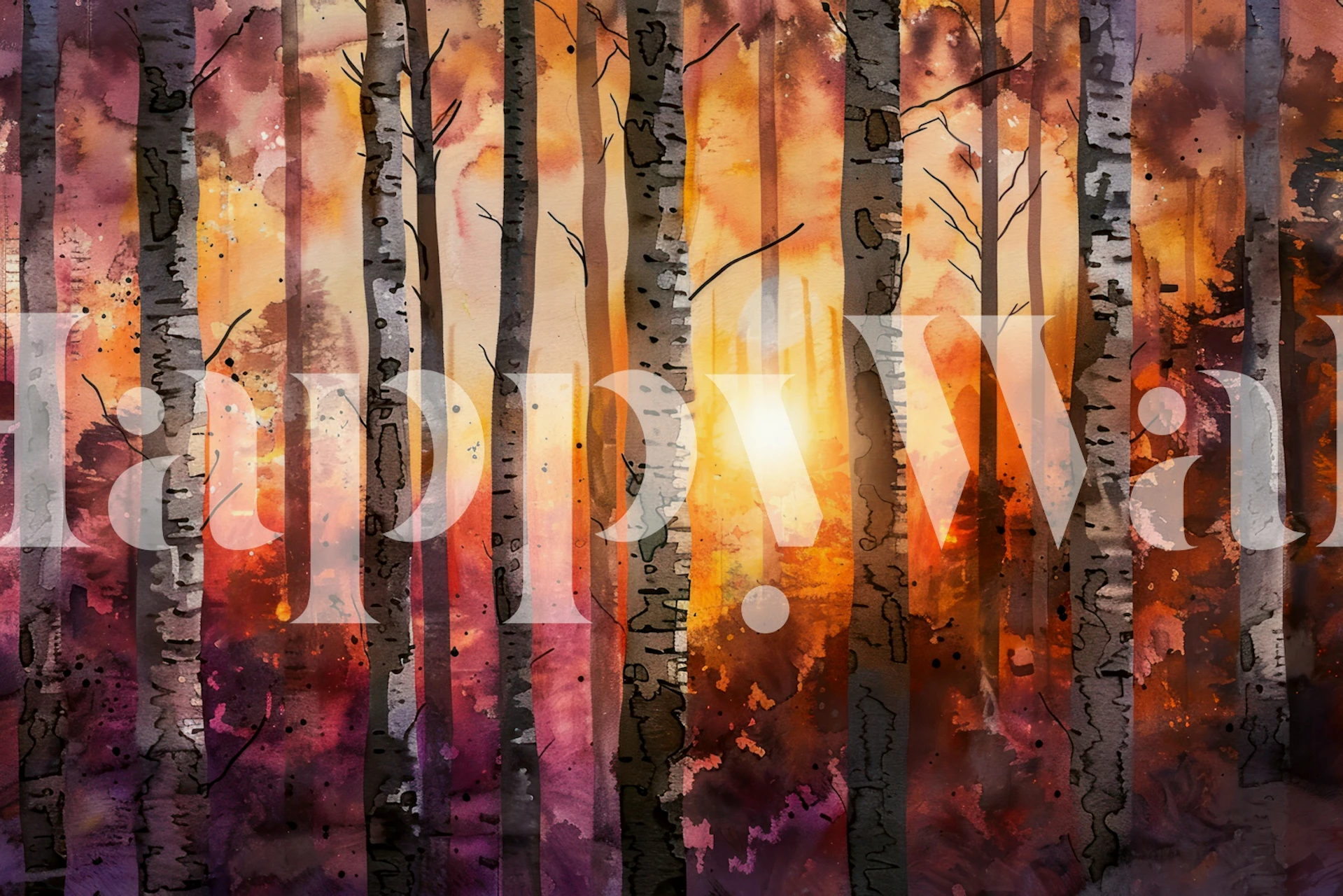 Autumn Forest Glow wallpaper in a room