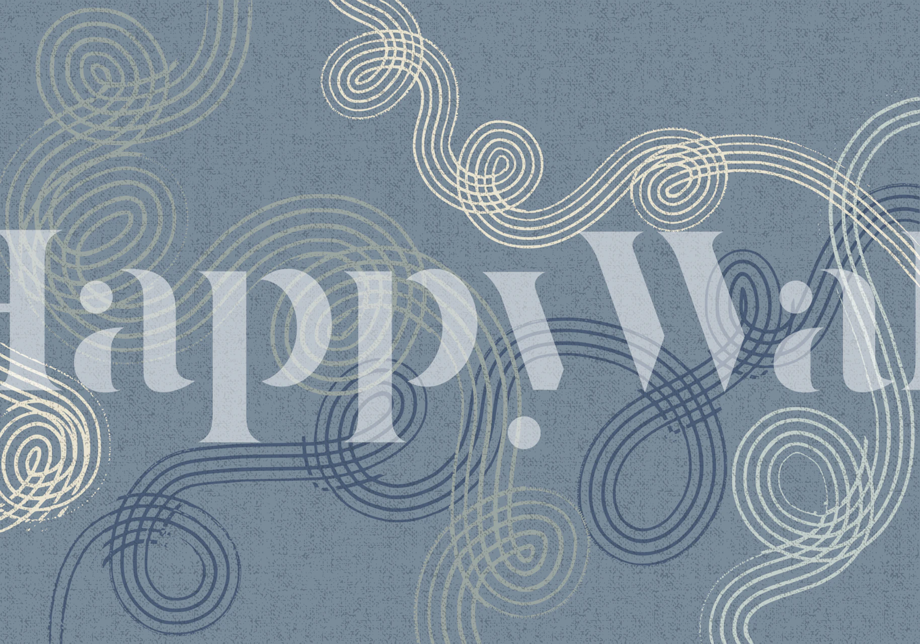 Muted blue wallpaper with loop patterns