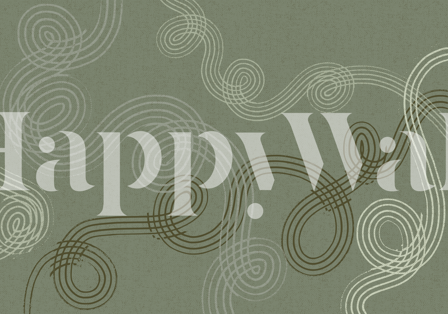 Calming essentials loops sage green tapetti vihreässä ympäristössä