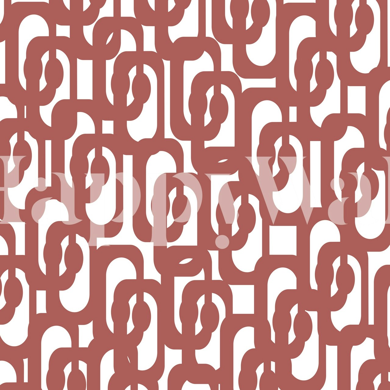 Maroon and white mid century modern loops wallpaper