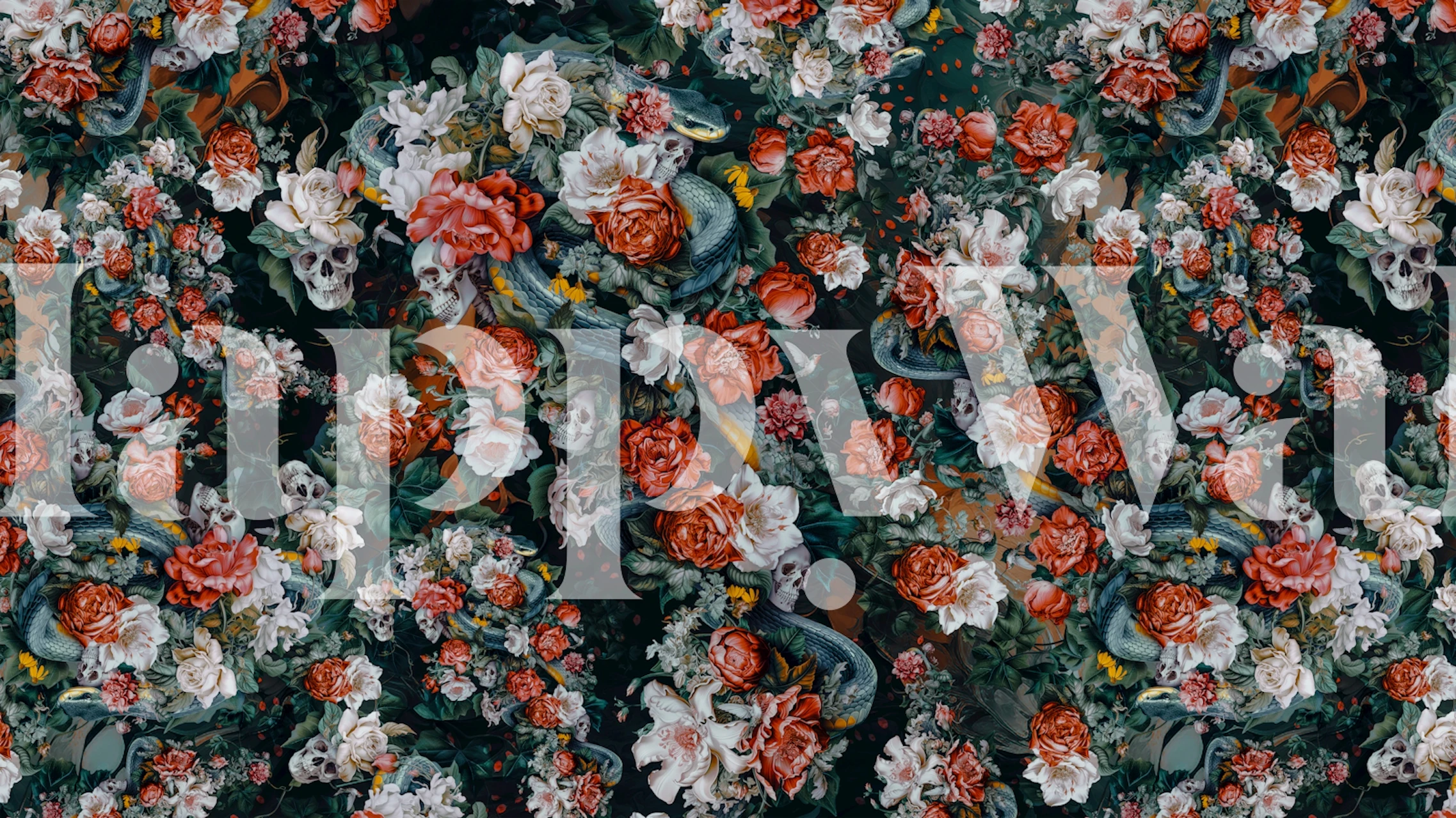 Carta da parati floreale Venomous Aura in una stanza