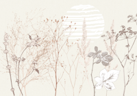 Plant based calming atmosphere earthy tones wallpaper