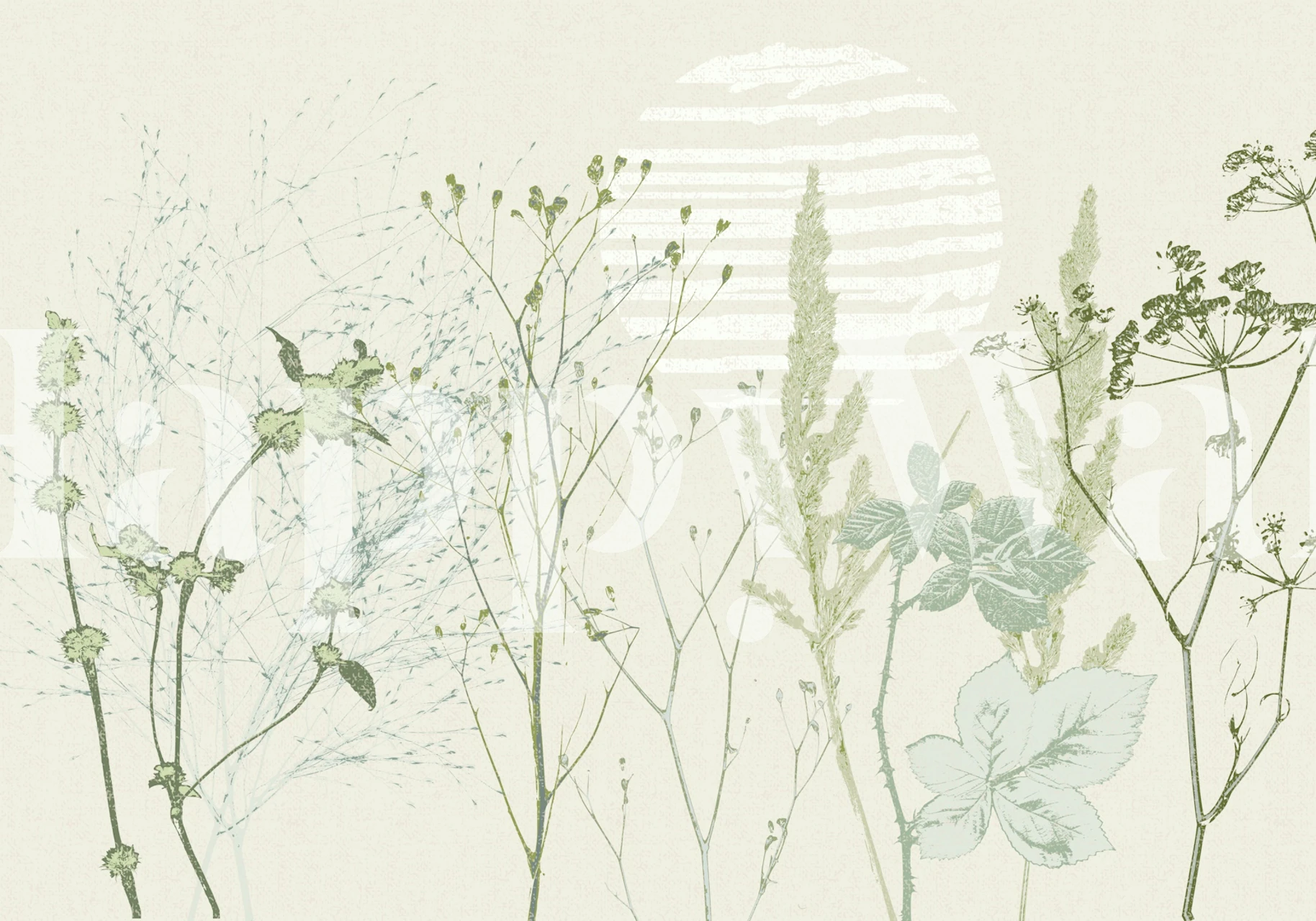 Naturalna green plant-based wallpaper w pomieszczeniu