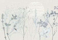 Plant based calming atmosphere soft blue wallpaper