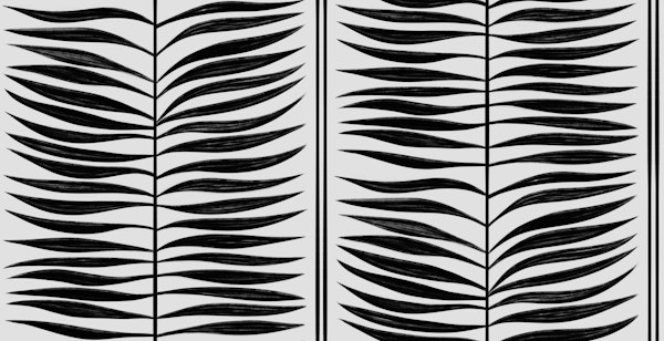 Palm Leaf Stripes Black and White Boho