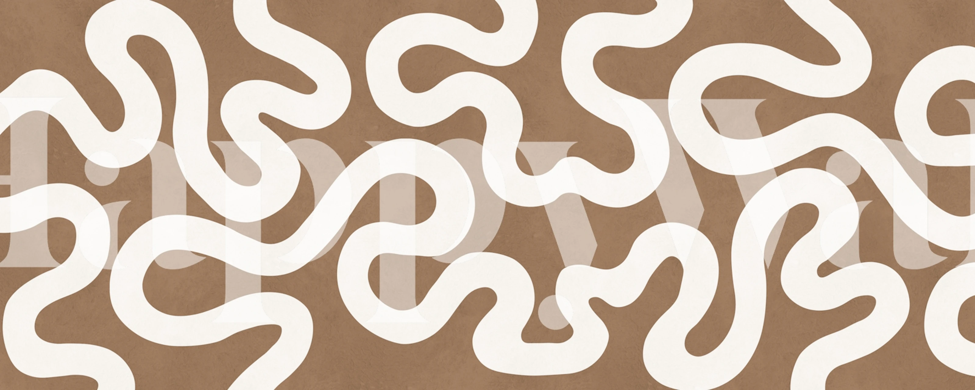 Brown abstract wave pattern wallpaper with white lines