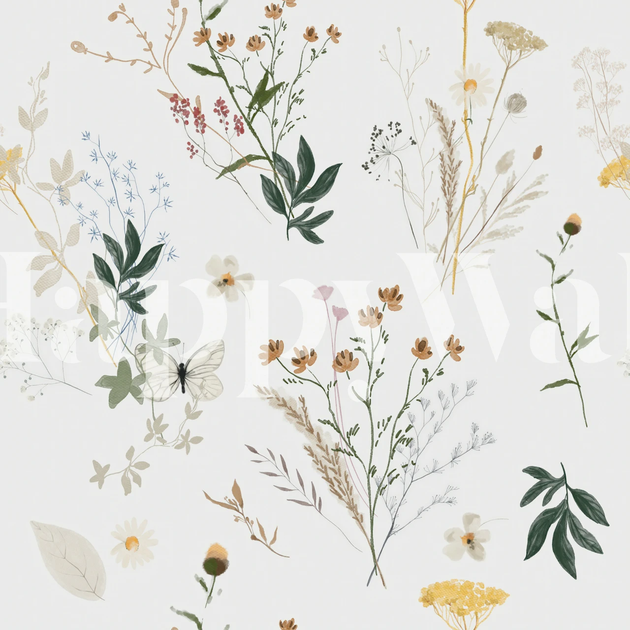 Whispers of Wildflowers on Light Gray wallpaper
