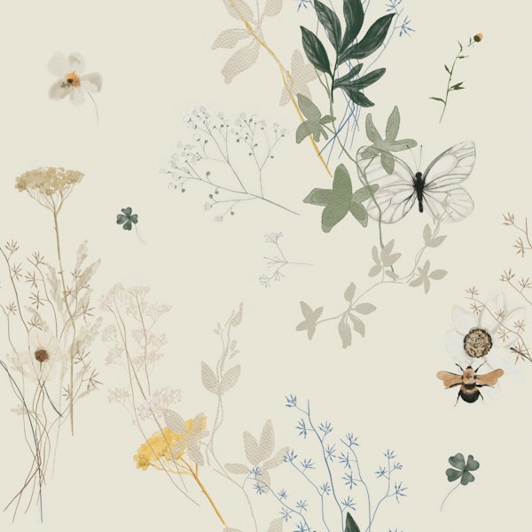 Butterflies and Blossoms on Soft Sage