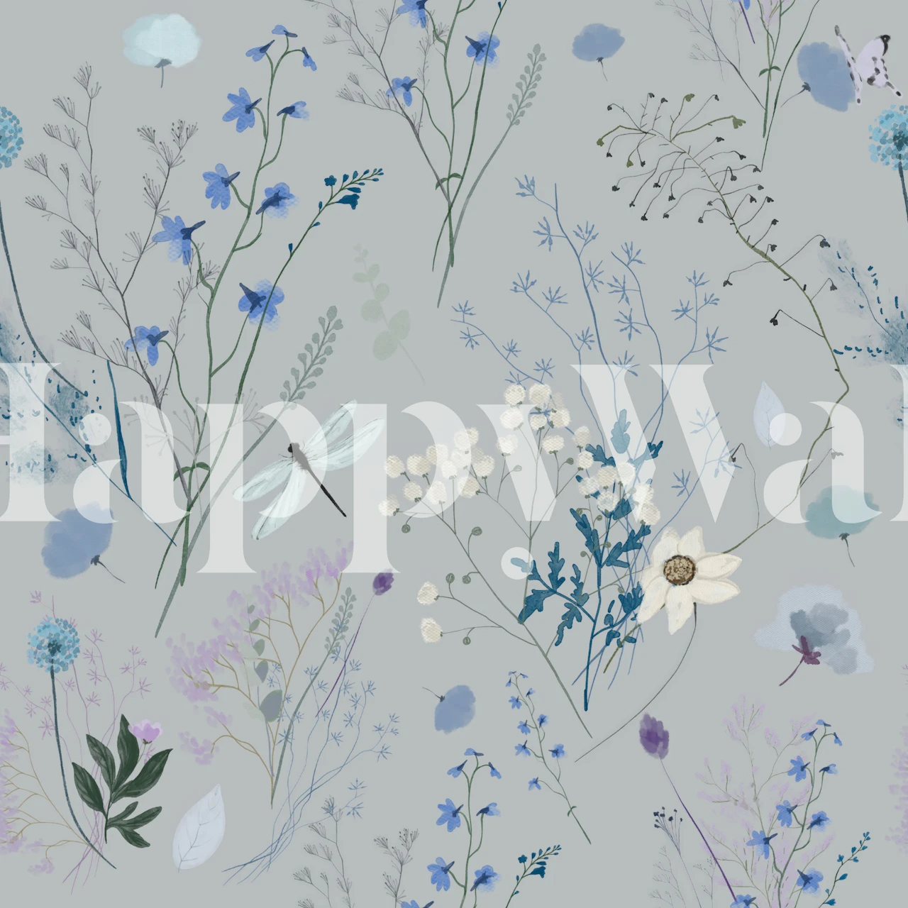 Whispers of Wildflowers on Silver Mist in een kamer