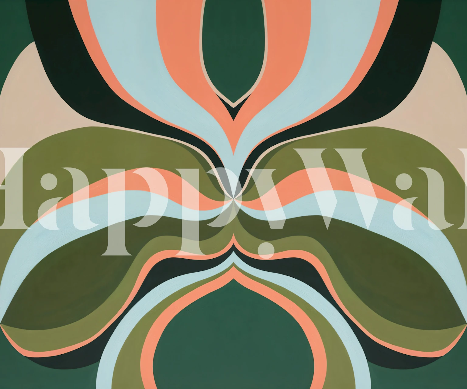 Pink floral design with blossoms and green leaves wallpaper