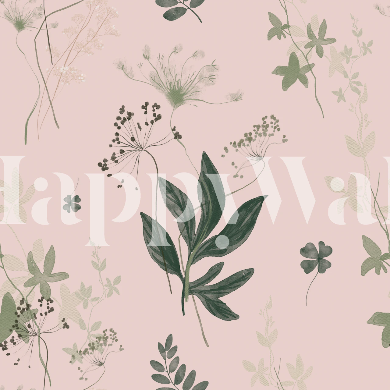 Floral wallpaper in a room with light pink background