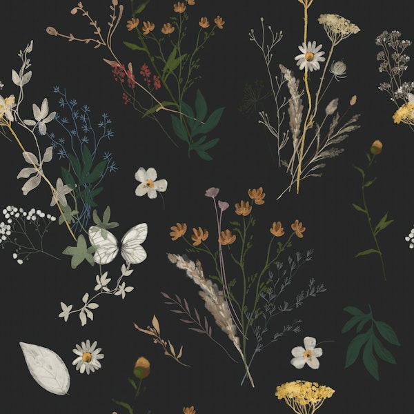 Midnight Wildflowers on Off-Black