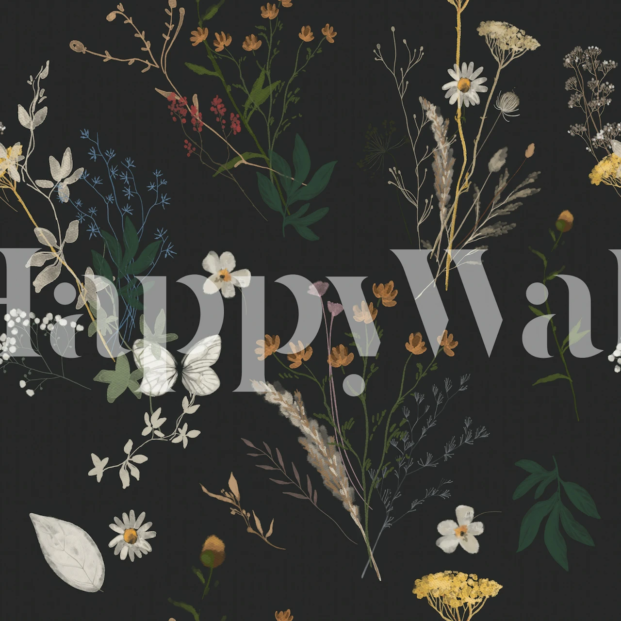 Whispers of Wildflowers on Off-Black tapet på en off-black baggrund
