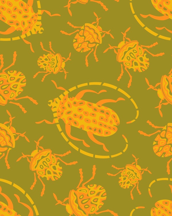Beetle-mania Retro Insect Bug Orange Green