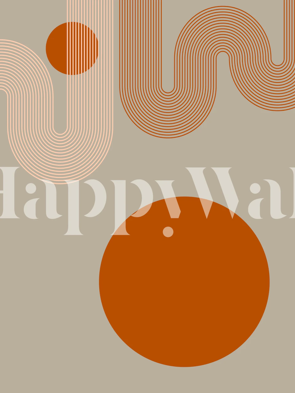 Geometric circles and wavy lines in warm earth tones wallpaper