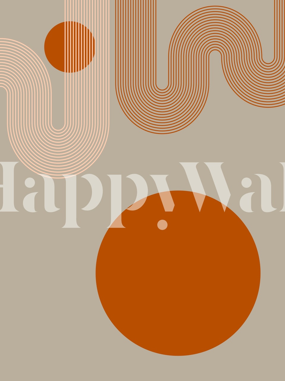 Geometric circles and wavy lines in warm earth tones wallpaper